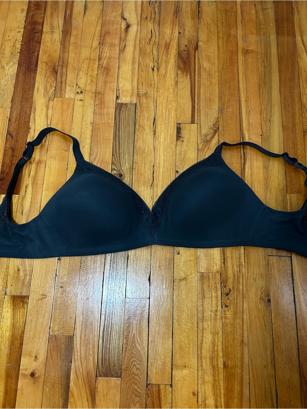 aerie - dark Grey Wireless T-Shirt Bra with Lace Trim